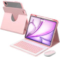 YBING for iPad Air 13 Inch & Pro 12.9 Keyboard Case with Mouse, 7 Colors Backlit Keyboard & 360 Rotating Cover with Pencil Holder for iPad Pro 12.9 (6th, 5th, 4th gen), Air 13 M4/M3/M2 (Pink) by YBING