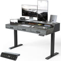 CubiCubi One-Piece Standing Desk 55x26 with 3 Wood Drawers, Antique Grey by CubiCubi
