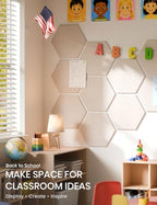 Fluxynara 8-Pack Hexagon Felt Bulletin Board Tiles, Oatmeal-1 - Image 5