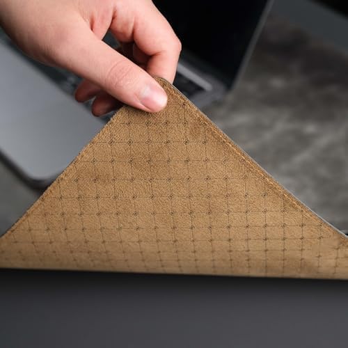 Jersey Genuine Calfskin Leather Desk Pad, Office Desk Mat with Non-Slip Bottom, Smooth Surface for Mouse & Keyboard, Desk Protector (14.6x31.5 inches) (Gray) - Image 5