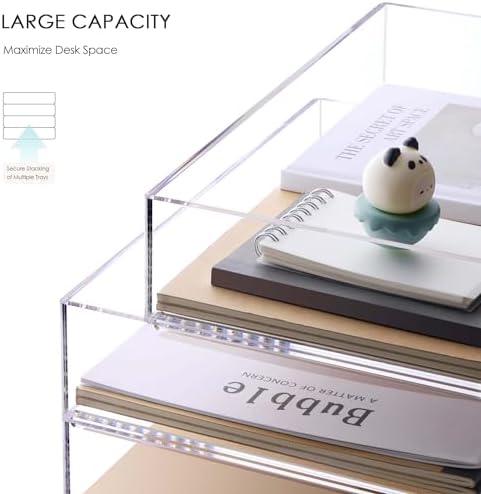 Acrylic Desk Organizer, Stackable Paper Organizer Letter Tray, 4-Tier - Image 7
