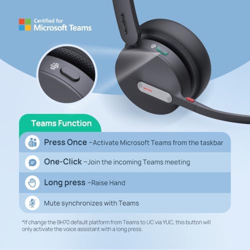 Yealink BH70 Mono Bluetooth Teams Headset with AI Mic for Work from Home PC - Image 4