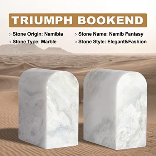 Koville African Natural Marble Bookends for Shelves, Non-Slip Book Ends, 13LBS Ultra Heavy Duty Marble Book Holder Organizer, Apartment Decor for Movies/CD/Video Games(Namib Fantasy) - Image 2