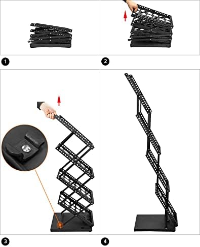 QWORK Magazine Brochure Display Rack Stand, 4 Pocket Foldable Literature Catalog Rack Book Holder Tradeshow Display Stand, for Office Store and Exhibition Trade Show (Black) (Pack of 4) - Image 2