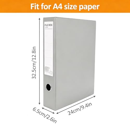 HUA JIE 6 Pack A4 Storage File Boxes Plastic Archives Cases with Clip,Grey - Image 2