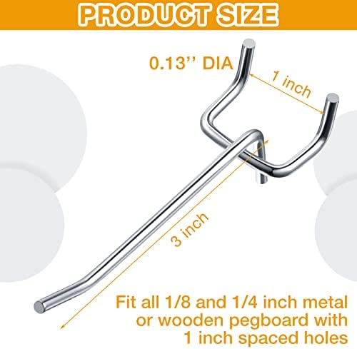 Funrous 100 Pack Hooks for Pegboard Stainless Steel Garage, 4 Inch - Image 2