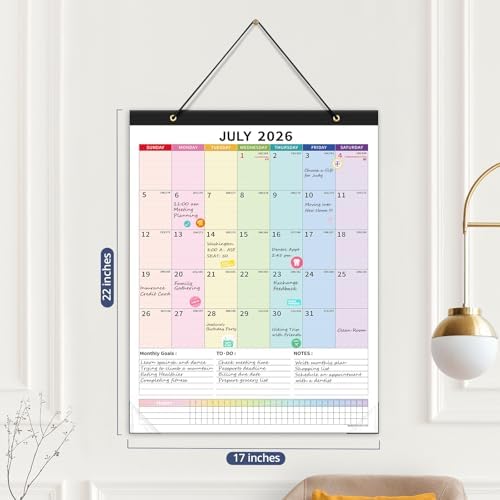 Ospelelf Large Wall Calendar 2026-2027 Calendar 22'' x 17'' Monthly Desk Calendar 18 Month Family Calendar, Use July 2026 - Dec 2027, Multicolor - Image 2