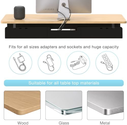 No-Drill Under Standing Desk Cable Management,31.5" L,Black - Image 4