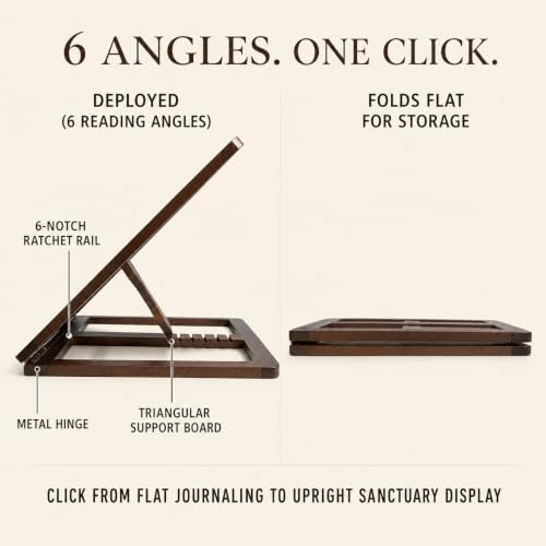 Onism Wooden Bible Stand, Carved Cross, Adjustable Beechwood Book Holder - Image 3