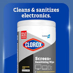 CloroxPro Clorox Screen+ Sanitizing Wipes, Disinfecting Wipes for Electronics, Gentle on Phones, Tablets, LCD Screens, Laptops and Sensitive Surfaces, Citrus Blend Scent, 1 Canister, 75 Wipes, 6 Pack - Image 2