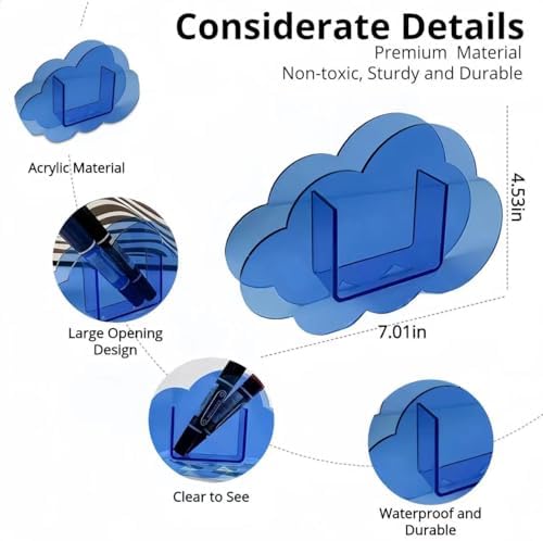 Aesthetic Cloud Pen Holder for Desk Cute Office Supplies Acrylic Cubicle Decor Kawaii Workspace Accessories Clear Makeup Organizer for Women Girls Pencil Cup Large Caddy for Home Office (Crystal) - Image 7