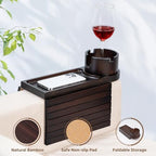 Couch Cup Holder for Armrests Over 4.9" Wide with 360° Phone Stand Walnut - Image 6