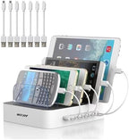 MSTJRY Charging Station for Multiple Devices : 5 Port Multi USB-A Charger Stations Multi-Device Organizer Charging Dock Designed for iPhone iPad Cell Phone Tablets (7 Short Cables Included) by MSTJRY