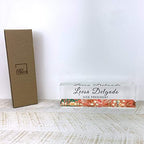 Artblox Office Desk Name Plate Personalized | Custom Name Plates for Desks | Flower Stripe Design On Clear Acrylic Glass | Office Desk Decor - (8" x 2.5") - Image 4