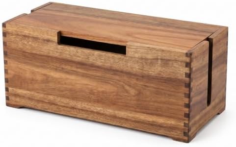 Donfri Large Acacia Wood Cable Management Box for Cord Organizer, Magnetic Lid Cord Hider Box for Fat Bricks by DONFRI
