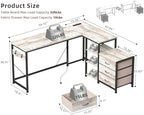 YOSHOOT 55" L Shaped Computer Desk with 3 Fabric Drawers, Gaming Desk - Image 2