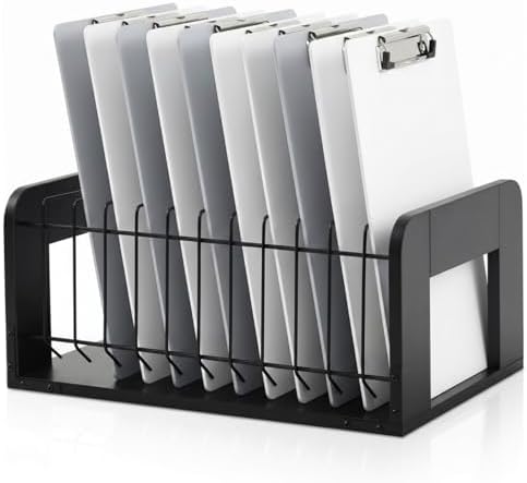 1 Pcs Vertical Clipboard Holder, 12Slot Clipboard Storage Rack, Black by Yookeer