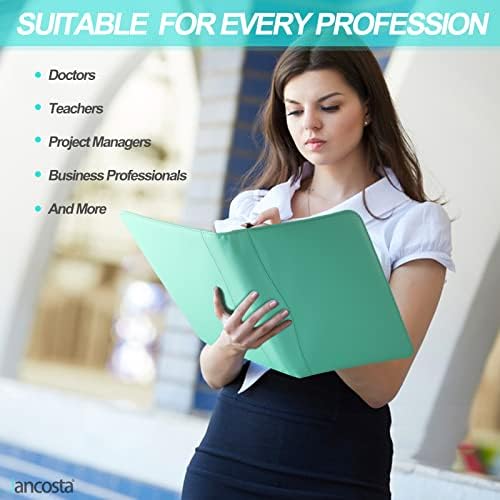 5 Pack Business Padfolio Portfolio Binder, Faux Leather Folio Folder, Resume Legal Document Organizer with Letter Size Writing Notepads (New Robin Egg Blue 5 Pack) - Image 3