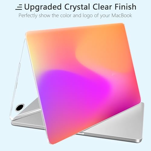 Case for MacBook Air 13.6 Inch M5 2026 M4 (2025) M3 (2024) & M2 (2022) - Coquette Aesthetic Clear Hard Shell Ultimate 6-in-1 Bundle with TPU Keyboard Cover, 2X USB-C Adapters, Aura Gradient - Image 4