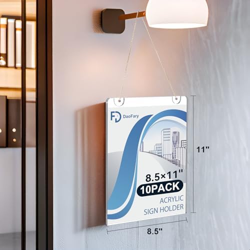 Daofary Acrylic Wall Sign Holder 8.5 x 11, 10 Pack Wall Mount,3-Way Install - Image 2