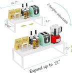 Jojocross Expandable Cabinet Shelf Organizer Storage Spice Rack Shelves for Kitchen Stackable Adjustable Pantry Cupboard Bathroom Countertop Desktop(1Pack/White/Large-with Hole) - Image 6