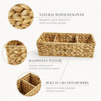 Operitacx Wicker Basket Organizer, 2-Pack with 3 Sections for Countertops - Image 4