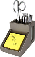 Victor Desk Pencil Cup With Angled Note Holder, Frosted Glass Window Desktop Organizer for Pens, Pencils, and Notes, 4.1 x 6.1 x 4.5-Inches, Matte Silver by Victor