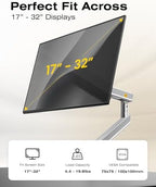 NB SmooVex™ Single Computer Monitor Mount, Monitor Stand fits up to 32 Inch, Mechanical Spring Monitor Arm, VESA 75/100 mm, Model-A5 (Silver) - Image 4