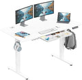 SHW 55 x 28 Electric Height Adjustable Standing Desk w/Drawer, White by SHW