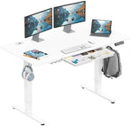 SHW 55 x 28 Electric Height Adjustable Standing Desk w/Drawer, White by SHW