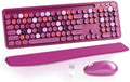 UBOTIE Wireless Keyboard and Mouse Combo, Phone Holder (Rosy-Road) by UBOTIE