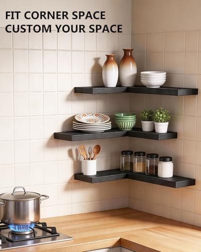 WALI Floating Shelves for Wall, 2 Tier Bathroom Storage Shelf Over Toilet, for Bedroom Bookshelf, Living Room Decor, Kitchen, Nursery, Laundry, Soundbar Floating Shelf Mount Under TV (CS102L), Black - Image 7