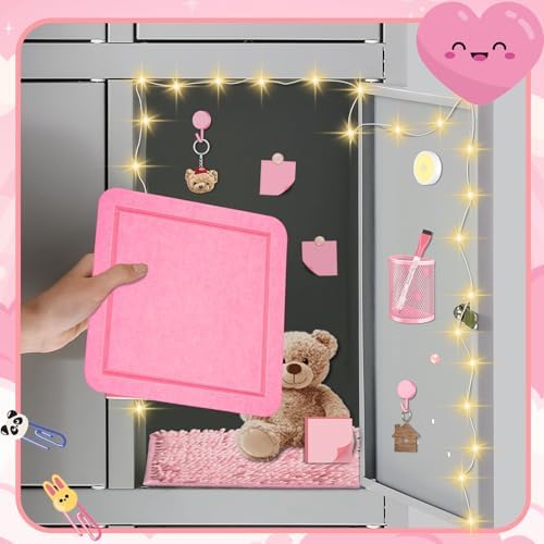 Demonwer Pink Locker Accessories Kit Magnetic Whiteboard Pen Holder Sticky Note Small Carpet Hook for Back to School Essentials Locker Decorations - Image 6