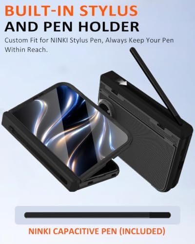 NINKI for iPhone Duo Case with Stylus Pen Holder & Stylus & Invisible Kickstand, Magnetic Screen Protector Hinge Protective Fold Phone Cover for iPhone Duo Case with Slim S Pen Slot and Stand – Black - Image 2
