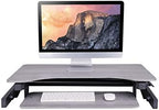 Rocelco 32" Height Adjustable Standing Desk Converter with Anti Fatigue Mat Bundle - Slide Out Retractable Keyboard Tray - Sit Stand Up Dual Monitor Riser - Computer Workstation - Gray (R ADRG-MAFM) - Image 6