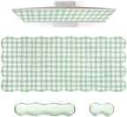 L-SPOUTTO Green Checkered Mouse Pad Set,Cottagecore Scalloped Desk Mat Set by L-SPOUTTO