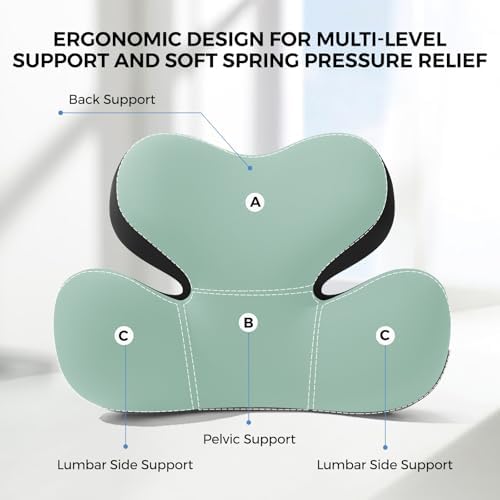 BEBAS Ergonomic Memory Foam Lumbar Support Pillow for Car, Green - Image 3