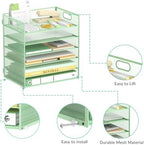 Daltack 6-Tier Paper Organizer for Desk with Handle, Green, 2 Pack - Image 3