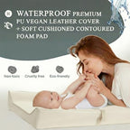 Vegan Leather Contoured Baby Changing Pad | Waterproof & Wipe-Clean PU Leather Diaper Change Mat, Soft, Wipeable Cover, Safety Strap, Non-Slip Bottom, Topper for Standard Infant Diaper Table & Dresser - Image 4