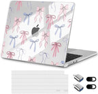 for New MacBook Air 13 inch Case 2026 M5 2025 M4 2024 M3 M2 Chip– Aesthetic Lightweight Cute Design Clear Hard Shell 6-in-1 Bundle with TPU Keyboard Cover & 2X OTG Adapters, Pink Bow by Loyrina