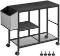 MAHANCRIS Printer Stand with Storage Bag, 3-Tier Mobile Under Desk Printer Cart with Wheels, Wooden Rolling Printer Table, Organizer Shelf for Study, Office, Living Room, Black PTHB2201 by MAHANCRIS