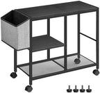 MAHANCRIS Printer Stand with Storage Bag, 3-Tier Mobile Under Desk Printer Cart with Wheels, Wooden Rolling Printer Table, Organizer Shelf for Study, Office, Living Room, Black PTHB2201 by MAHANCRIS