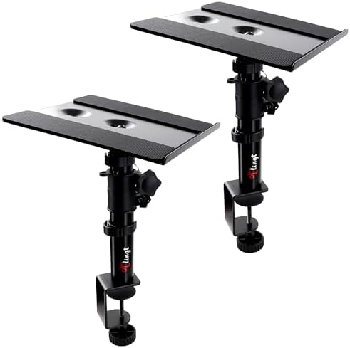 Tlingt Clamp-on Desktop Speaker Stands Pair, Desk Mount Set, Adjustable Height by Tlingt+Support