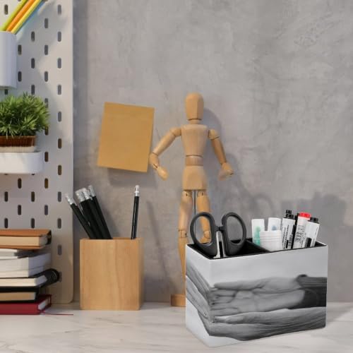 PU Leather Multi-Compartment Pen Holder Desktop Organizer Pencil Cup Storage Caddy for Office Home Supplies Closeup Grandmother Granddaughter Holding Hands Outdoors Environment Black And White Editio - Image 6