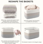 4 Pack Storage Baskets for Organizing, 11''Lx9''Wx8''H Woven Baskets for Storage Toys, Towels, Books, and Clothes, Cotton Rope Basket for Shelves with Handle - Image 7