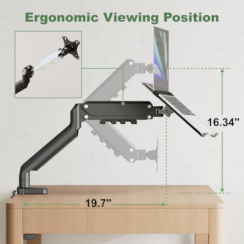 2-in-1 Gas Spring Laptop Desk Mount for 12"-17" Notebook/13"-32" Monitor - Image 4