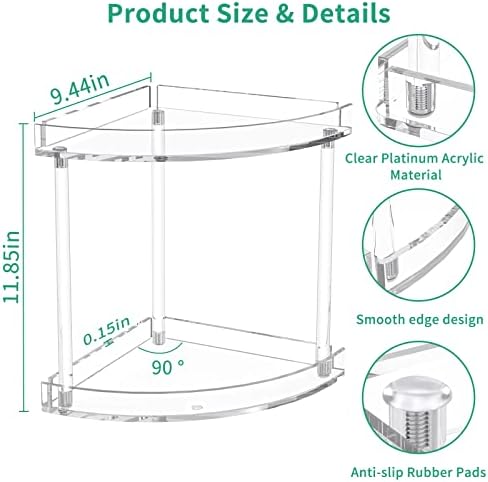 NPPLUS 2 Tier Acrylic Bathroom Counter Organizer, Clear Bathroom Countertop Corner Organizer, 2-Tier Corner Storage Shelf Vanity Trays, Home Storage Holder for Makeup Cosmetics Perfume Organizer - Image 3