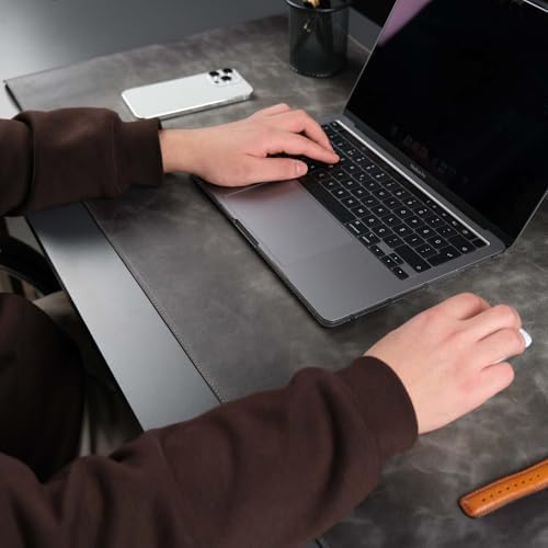 Jersey Genuine Calfskin Leather Desk Pad, Office Desk Mat with Non-Slip Bottom, Smooth Surface for Mouse & Keyboard, Desk Protector (36x19 inches) (Grey) - Image 2