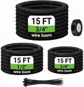 Cable Sleeve Split-Sleeving 3/8", 1/2", 3/4" x 15 FT Cord Management Wire Protector, Wire Cover Heat Resistant Wiring Loom Wire Organizer, Heavy Duty Auto Wrap Cord Protectors from Pets No Chew by uuvzvcek
