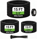 Cable Sleeve Split-Sleeving 3/8", 1/2", 3/4" x 15 FT Cord Management Wire Protector, Wire Cover Heat Resistant Wiring Loom Wire Organizer, Heavy Duty Auto Wrap Cord Protectors from Pets No Chew by uuvzvcek